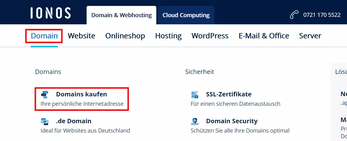 YouTube-Domain kaufen bei IONOS