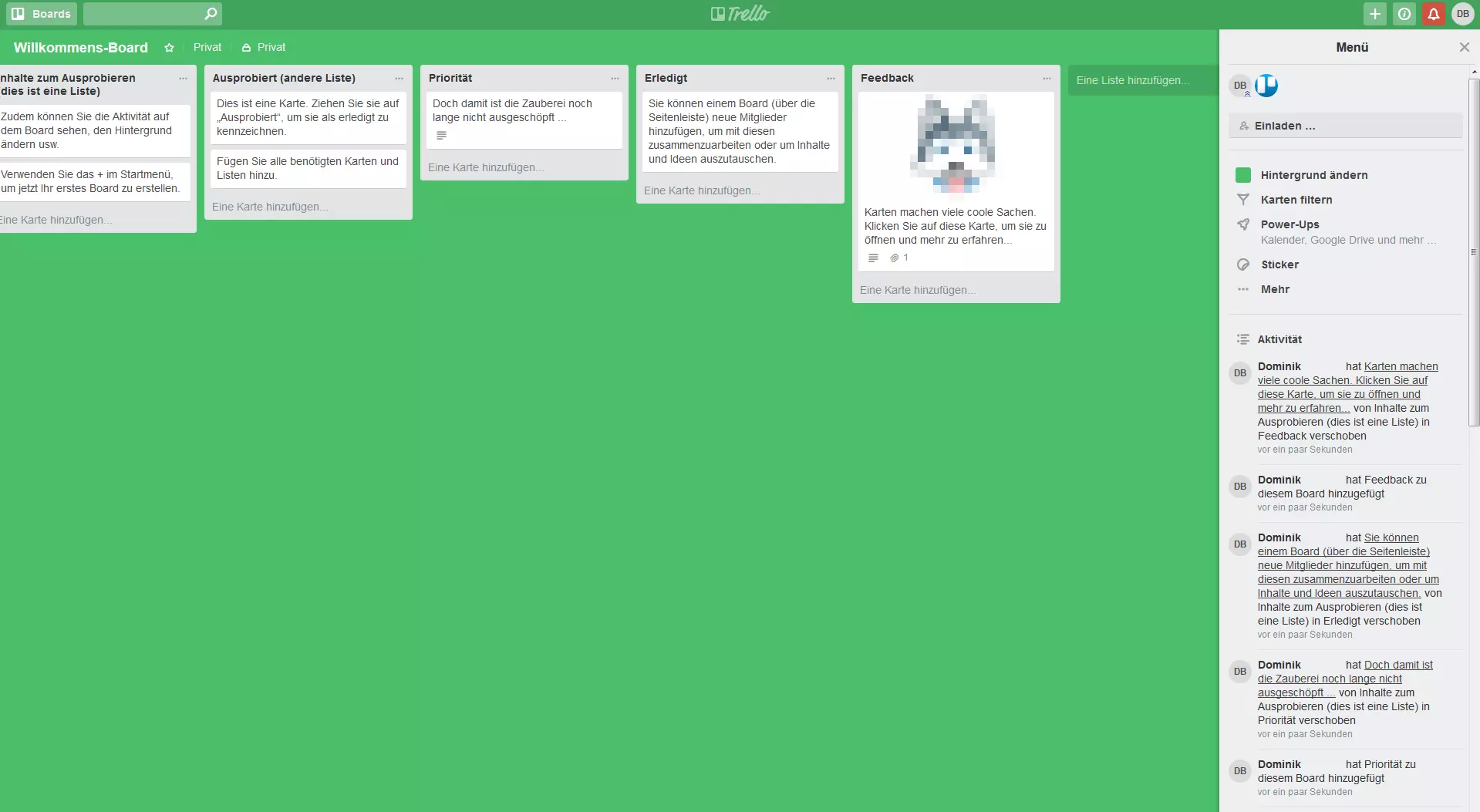 Interface von Trello