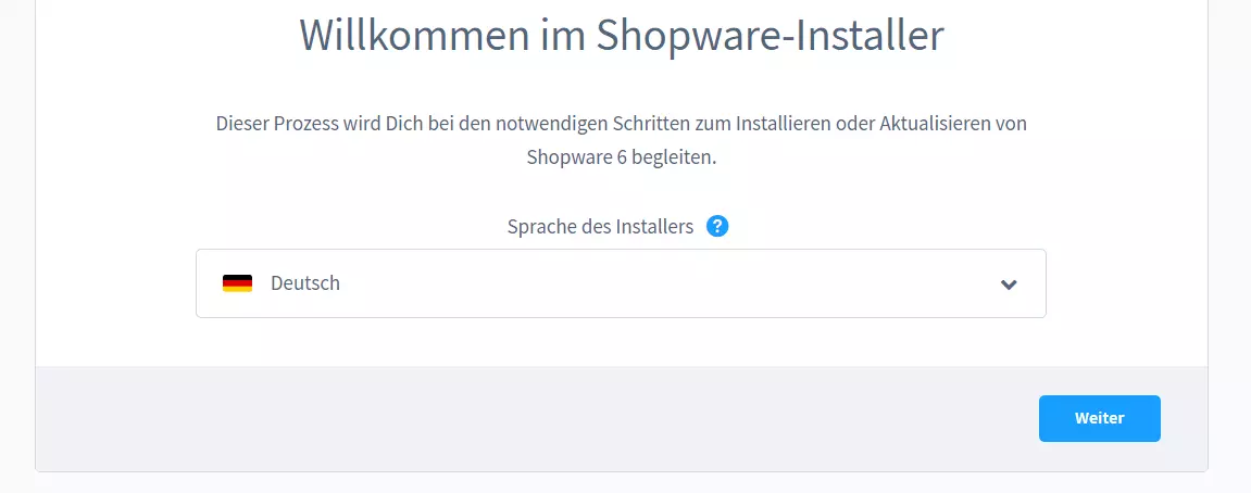 Shopware-Installer-Sprache auswählen