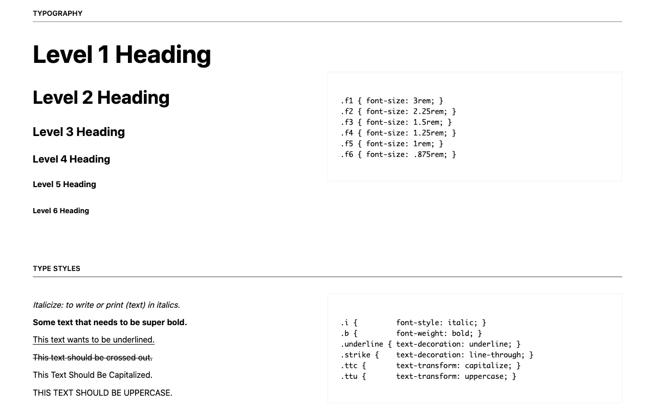 Typografische Skala des „Tachyons“-Frameworks