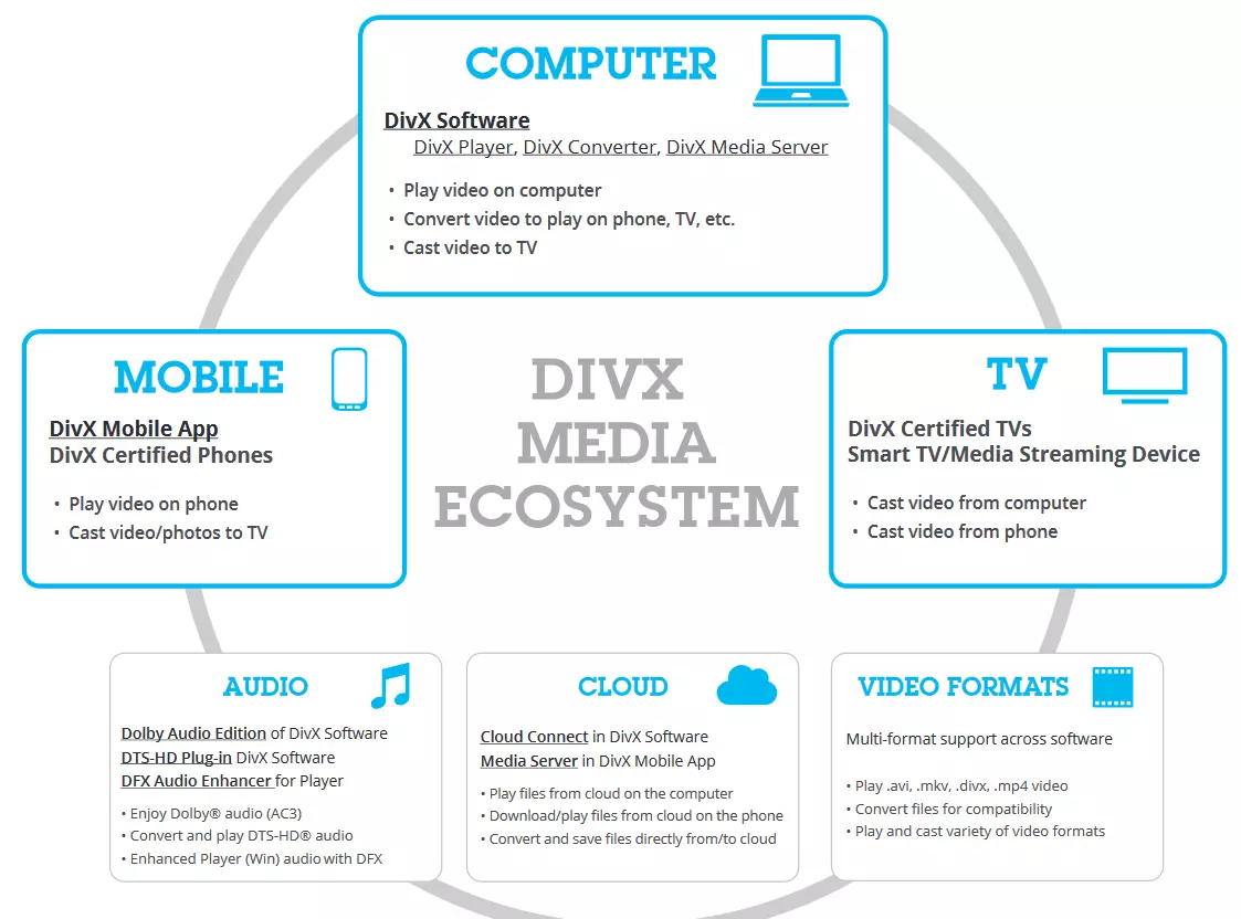 Schaubild vom DivX-Media-Ökosystem
