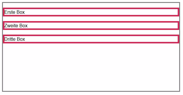 Drei Block-Boxen im CSS-Elementfluss