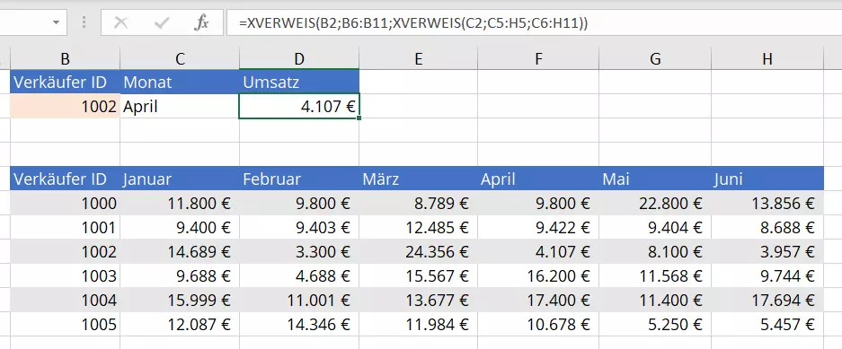 Geschachtelte Excel-XVERWEIS-Funktion