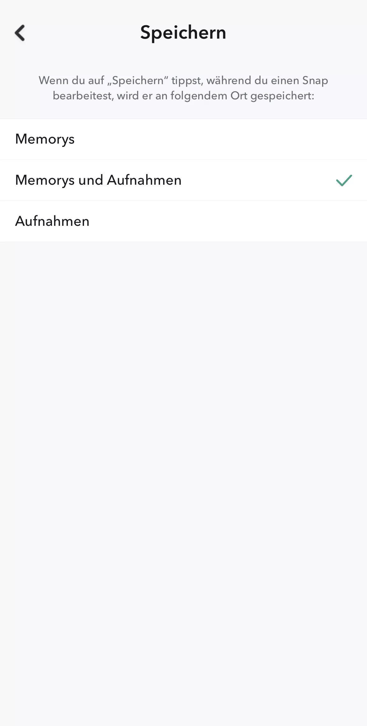 Optionen für den Speicherort Ihrer Snaps