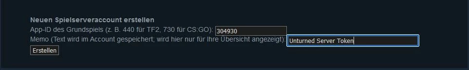 Steam-Spielserver-Accountverwaltung: GSLT für Unturned-Server erstellen