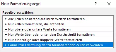 Excel-Dialog „Neue Formatierungsregel“