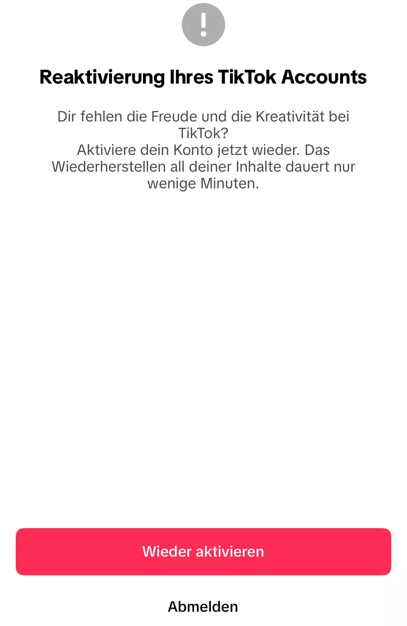 TikTok-Konto wieder aktivieren