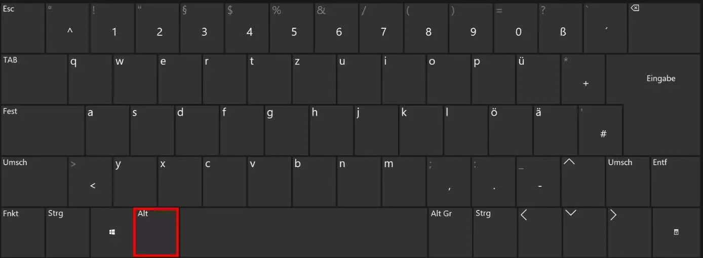 Alt-Taste auf der deutschsprachigen Windows-Tastatur