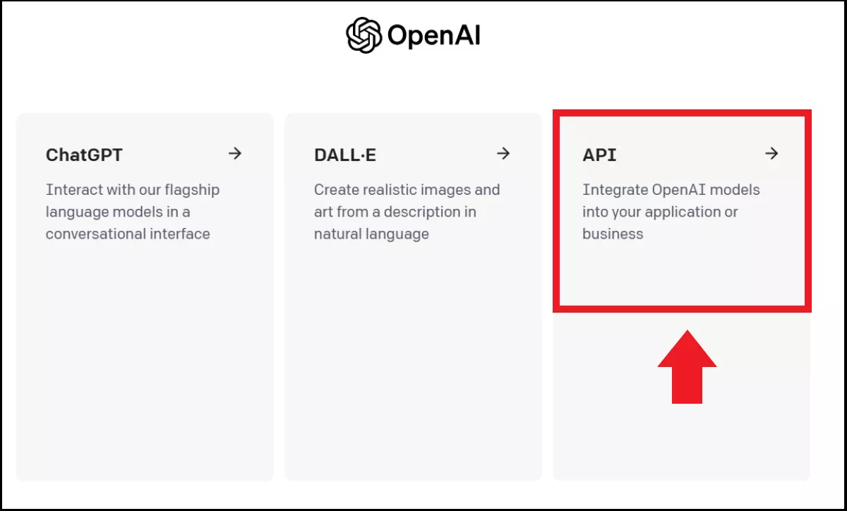 Das Menü API unter den OpenAI-Apps