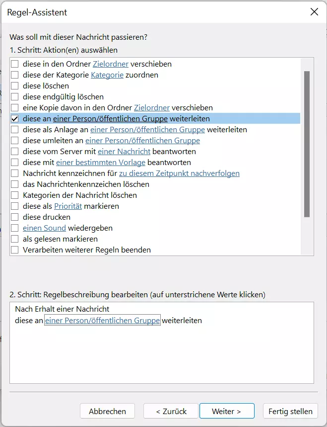 Outlook 365: Der Regel-Assistent – Aktionen