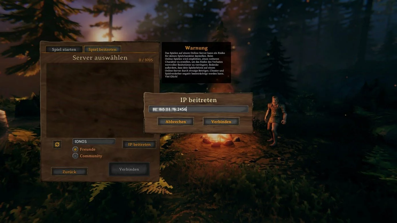 Screenshot aus Valheim: Server-Auswahl