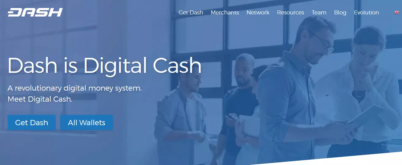 Screenshot der Website von Dash