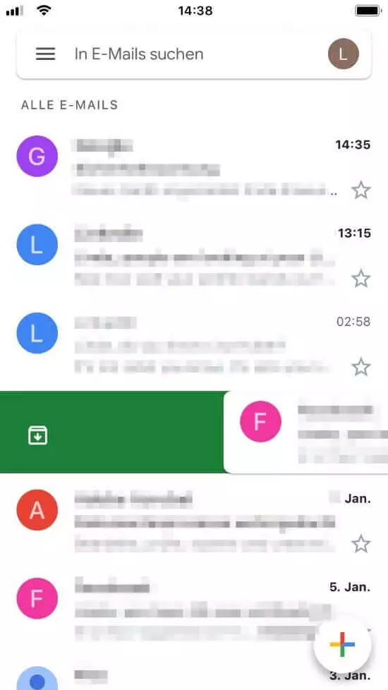 Gmail-Benutzeroberfläche als iPhone-Version