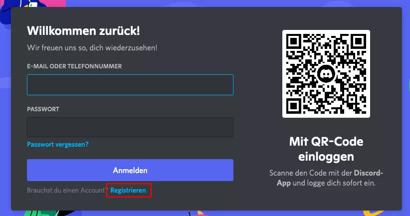 Login-Fenster von Discord