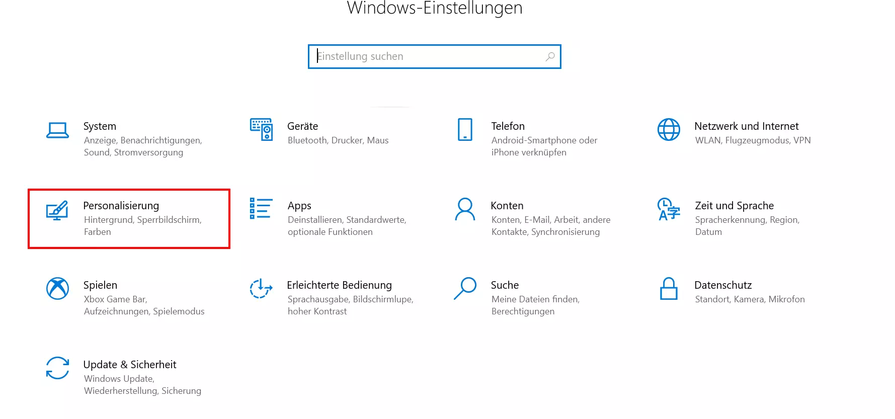 Windows-10-Einstellungen: Überblick