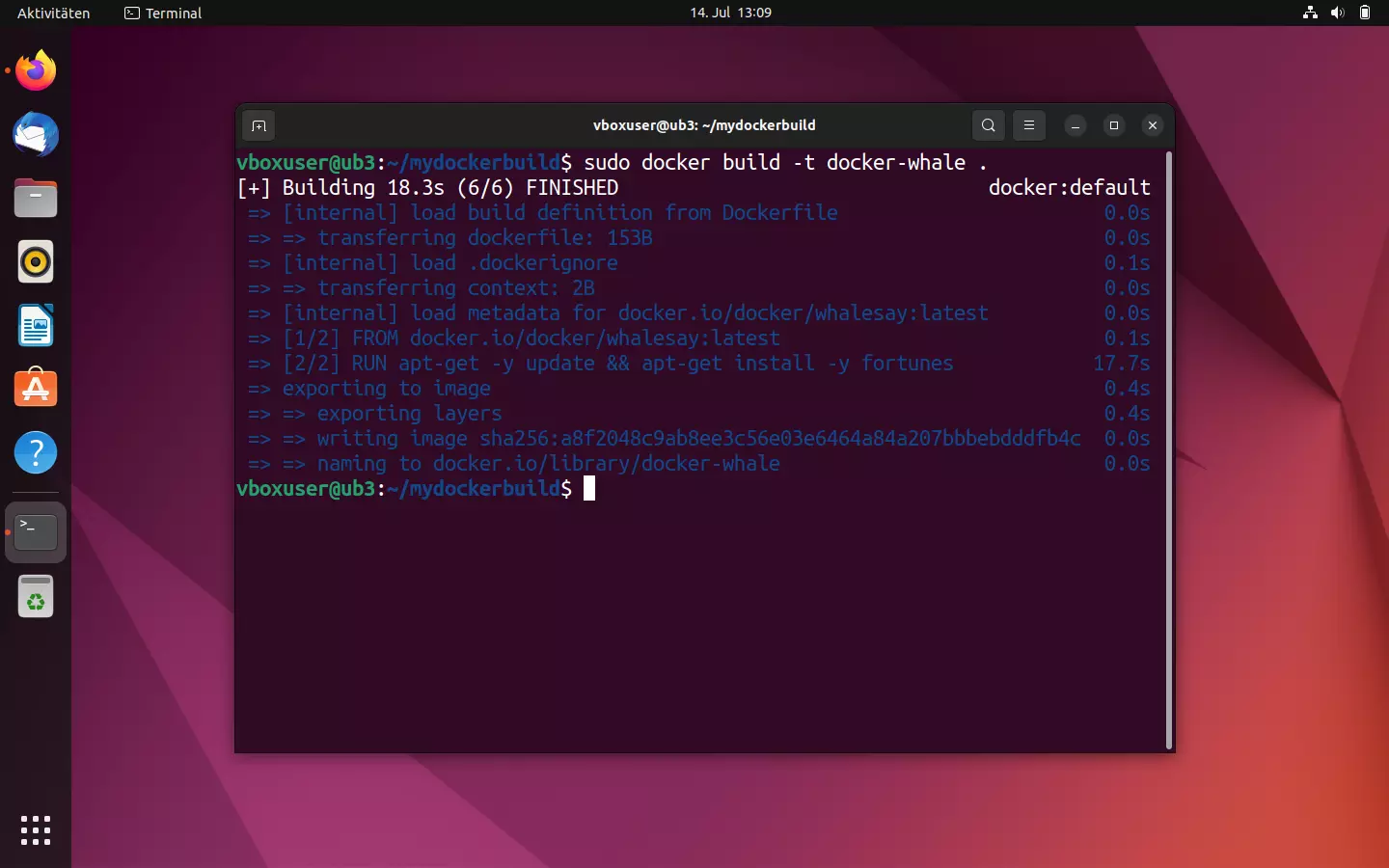 Ubuntu-Terminal: Statusmeldungen während der Image-Erstellung