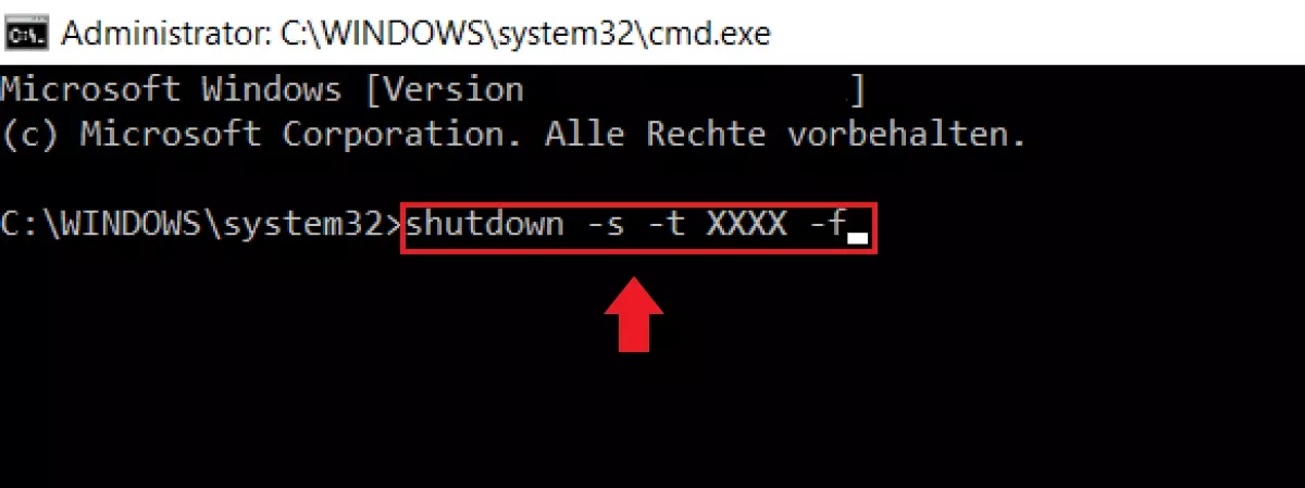 Der Befehl „shutdown“ in der Eingabeaufforderung