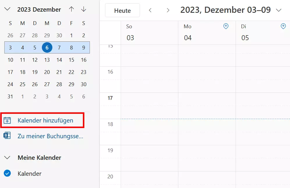 OWA: Kalender hinzufügen