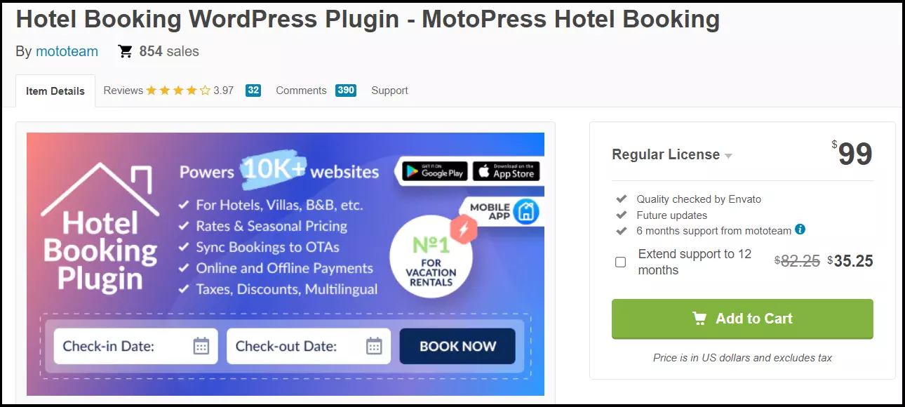 Die Website des Plugins MotoPress Hotel Booking