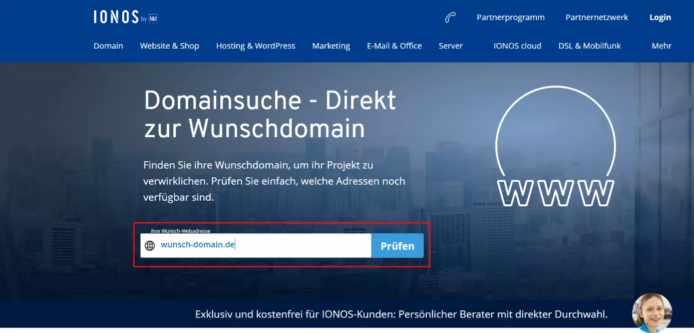 Domainsuche mit dem IONOS Domain-Checker