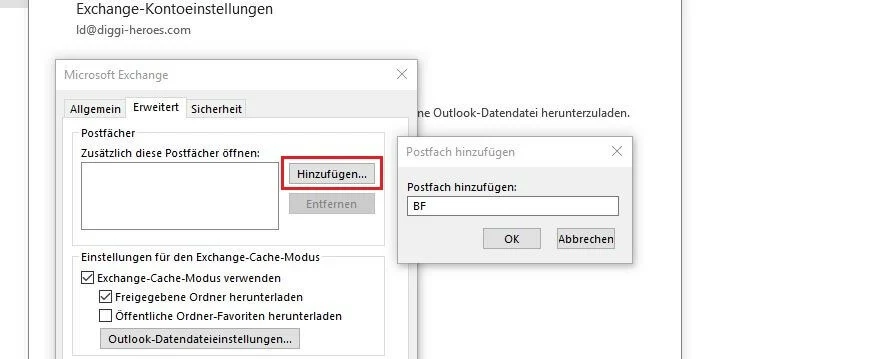 Microsoft-Exchange-Einstellungen in Outlook