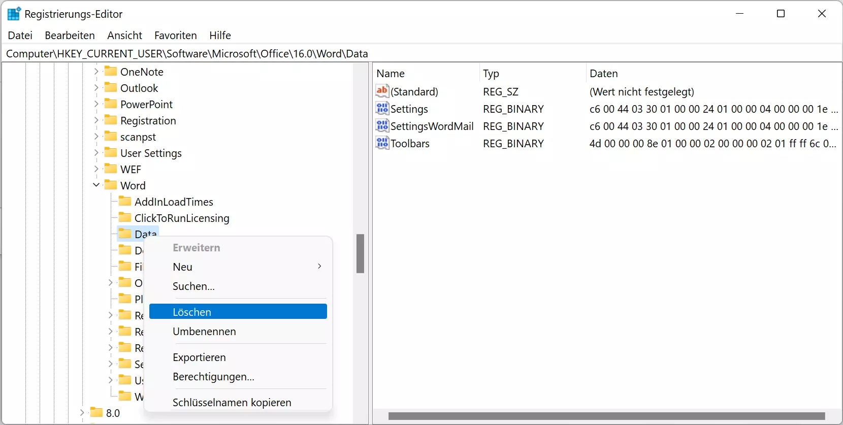 Word lässt sich nicht starten: Registry-Eintrag entfernen