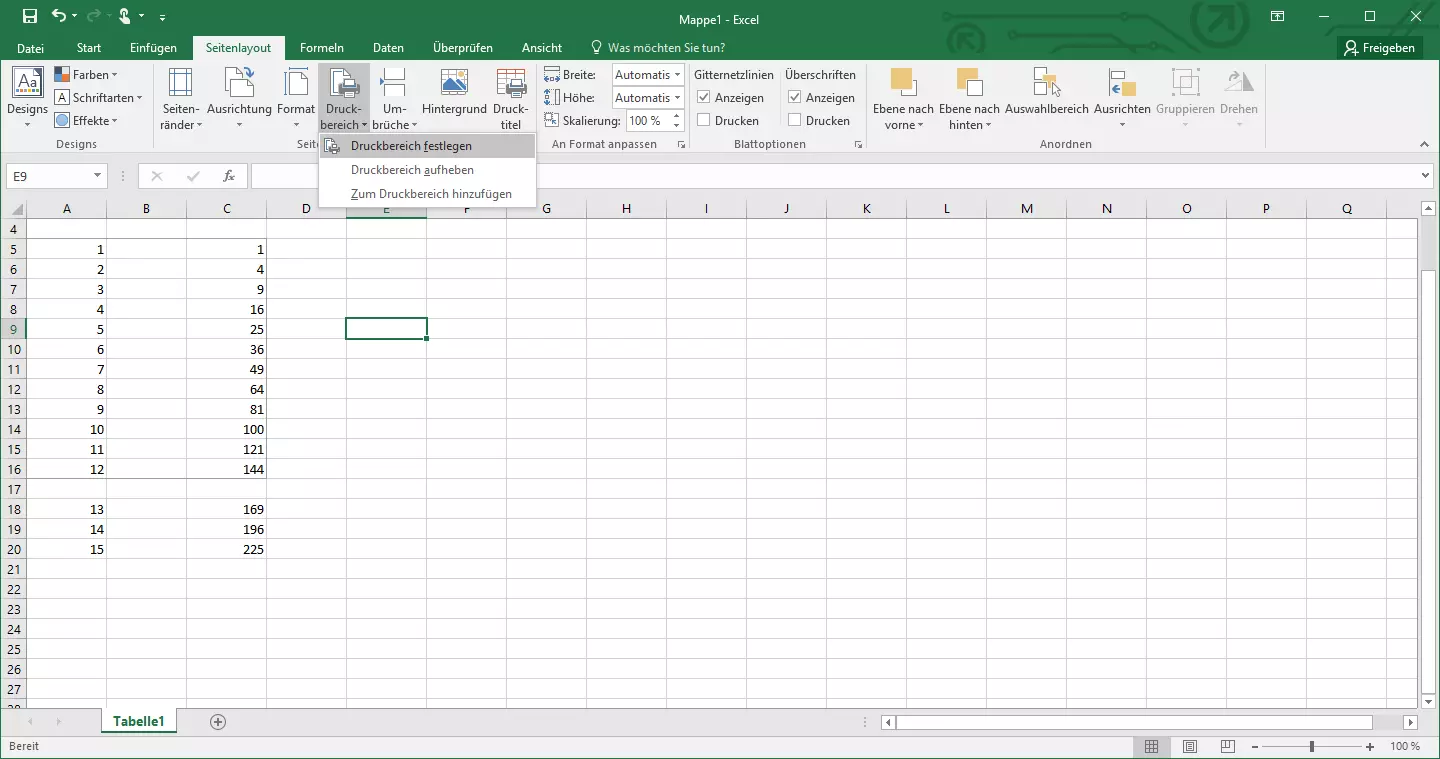 In Excel den Druckbereich festlegen