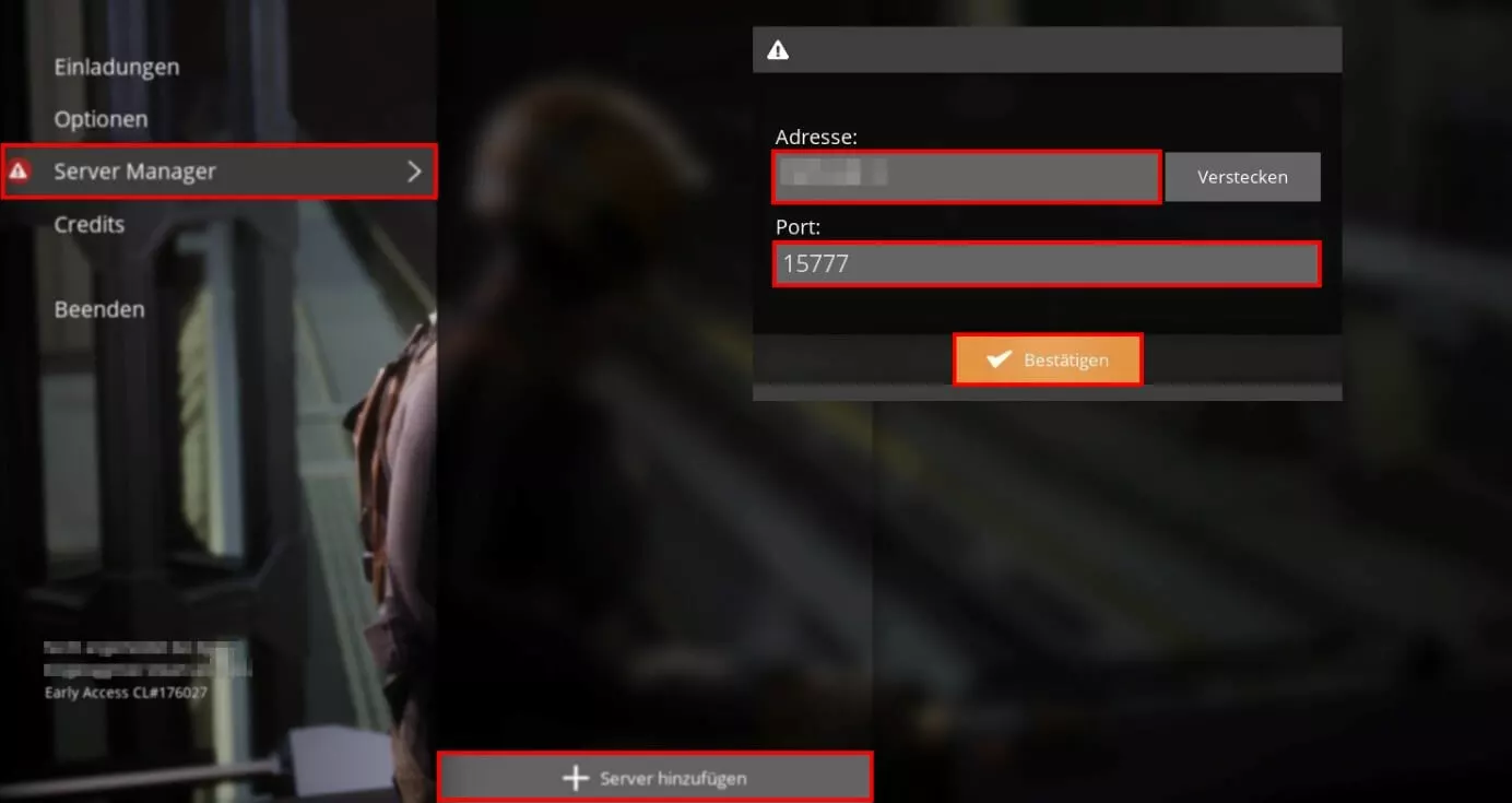 Screenshot aus Satisfactory: Server hinzufügen im Server Manager