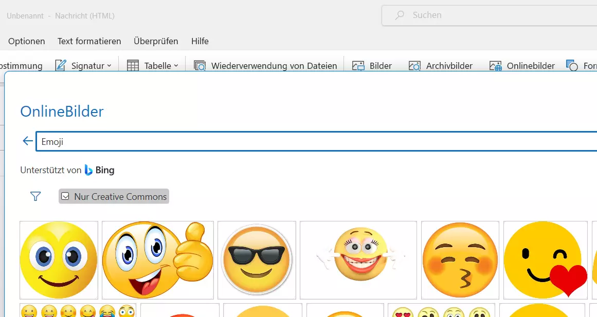 Onlinebilder-Suche in Outlook