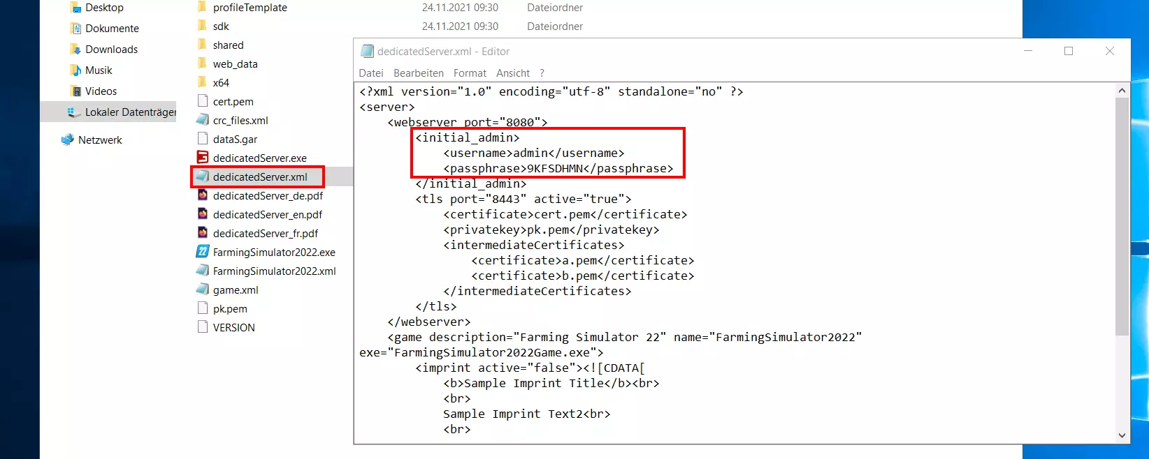 dedicatedServer.xml von Farming Simulator 22