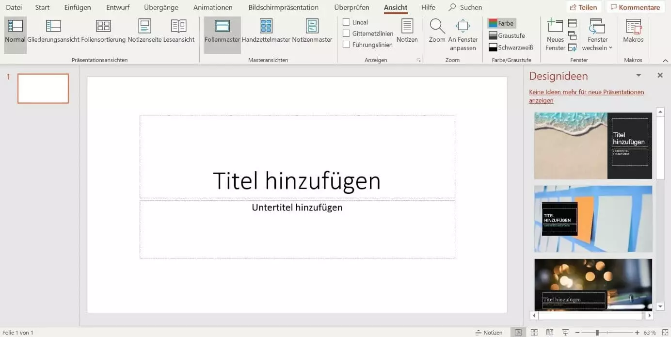 Folienmaster bei PowerPoint 2019