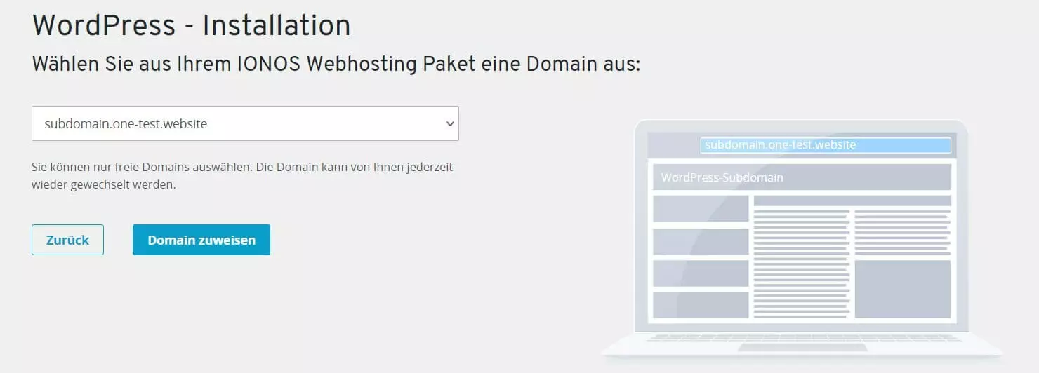 WordPress-Installation auf Subdomain im IONOS Cloud Panel