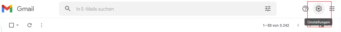 Einstellungen im Gmail-Posteingang öffnen