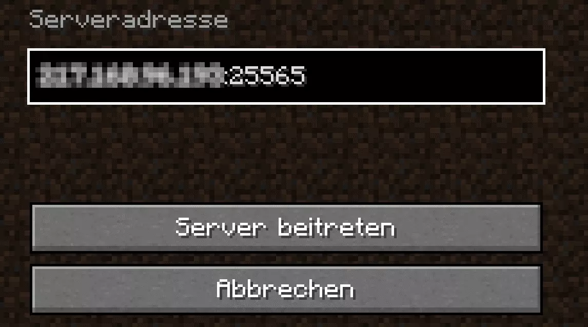 Screenshot aus Minecraft (Java Edition): Serverbeitritt