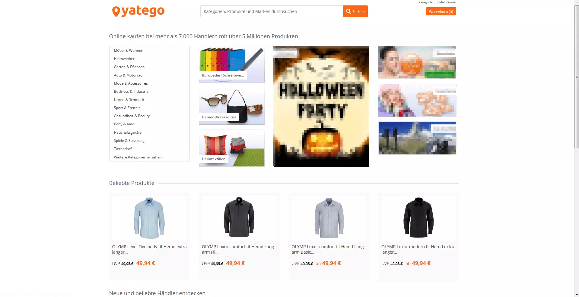 Startseite von yatego.com