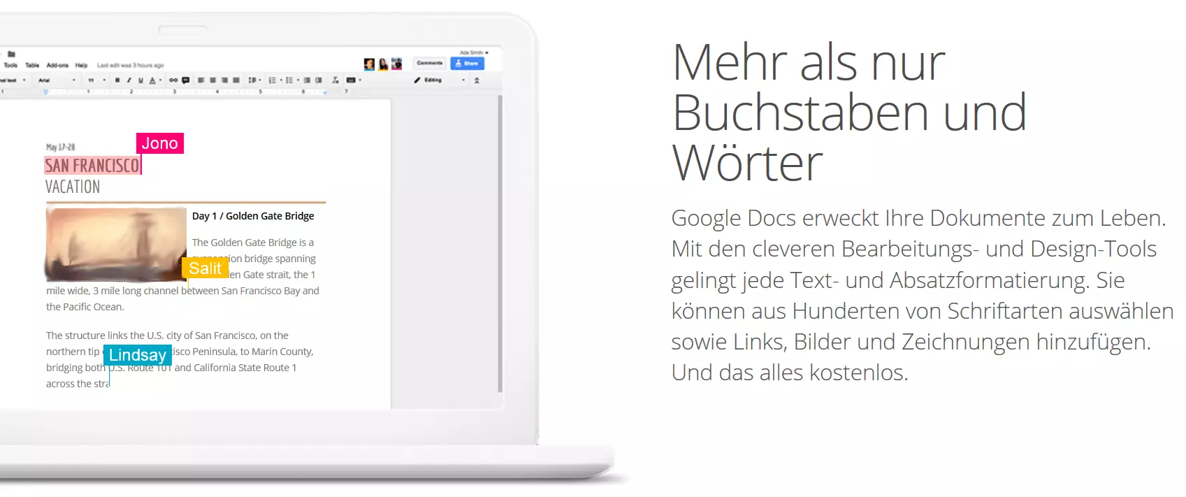 Ausschnitt aus dem Benutzermenü von Google Docs