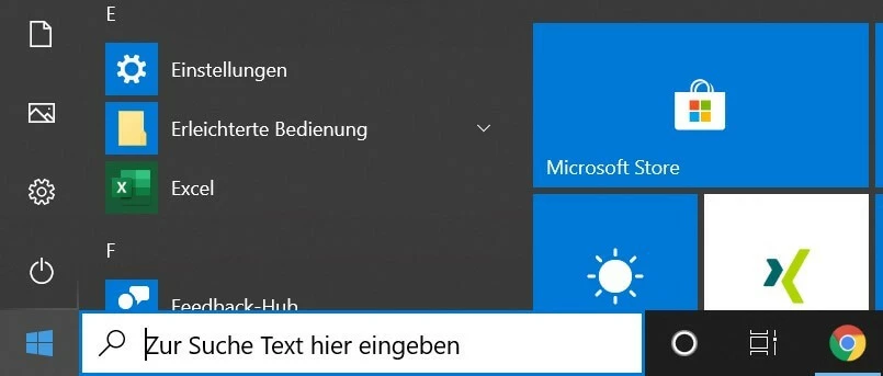 Hauptmenü von Windows