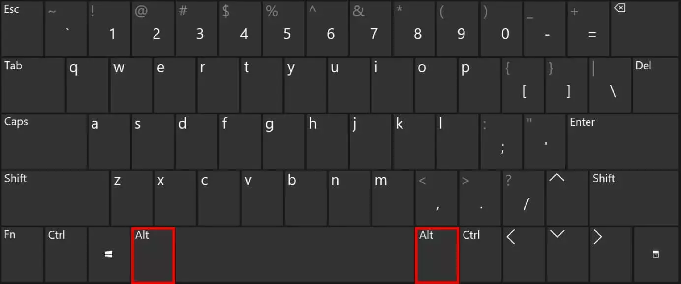 Alt-Tasten auf der englischsprachigen Windows-Tastatur