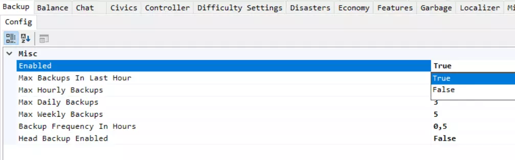 Backup-Einstellungen im Eco-Server-Tool