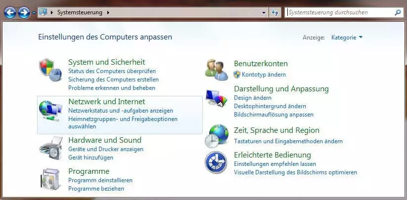 Windows-7-Systemsteuerung