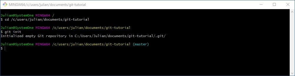 Git-Bash: Verzeichniswechsel und Repository-Generierung