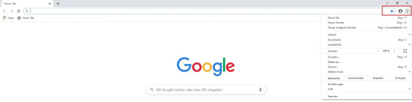 Chrome: „Drei-Punkte“-Menü