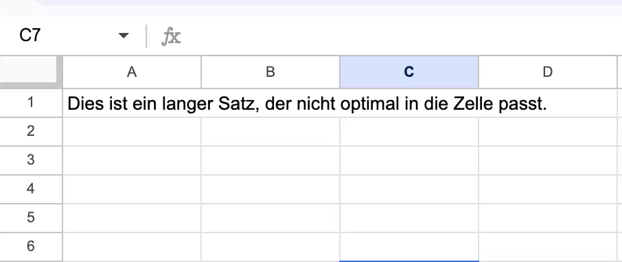 Screenshot eines Zellenübertritts in Google Sheets