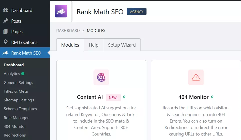 Screenshot Rank Math SEO in WordPress