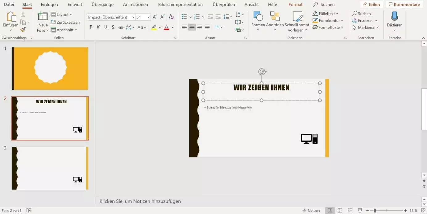 Inhalte der Folien füllen in PowerPoint 2019