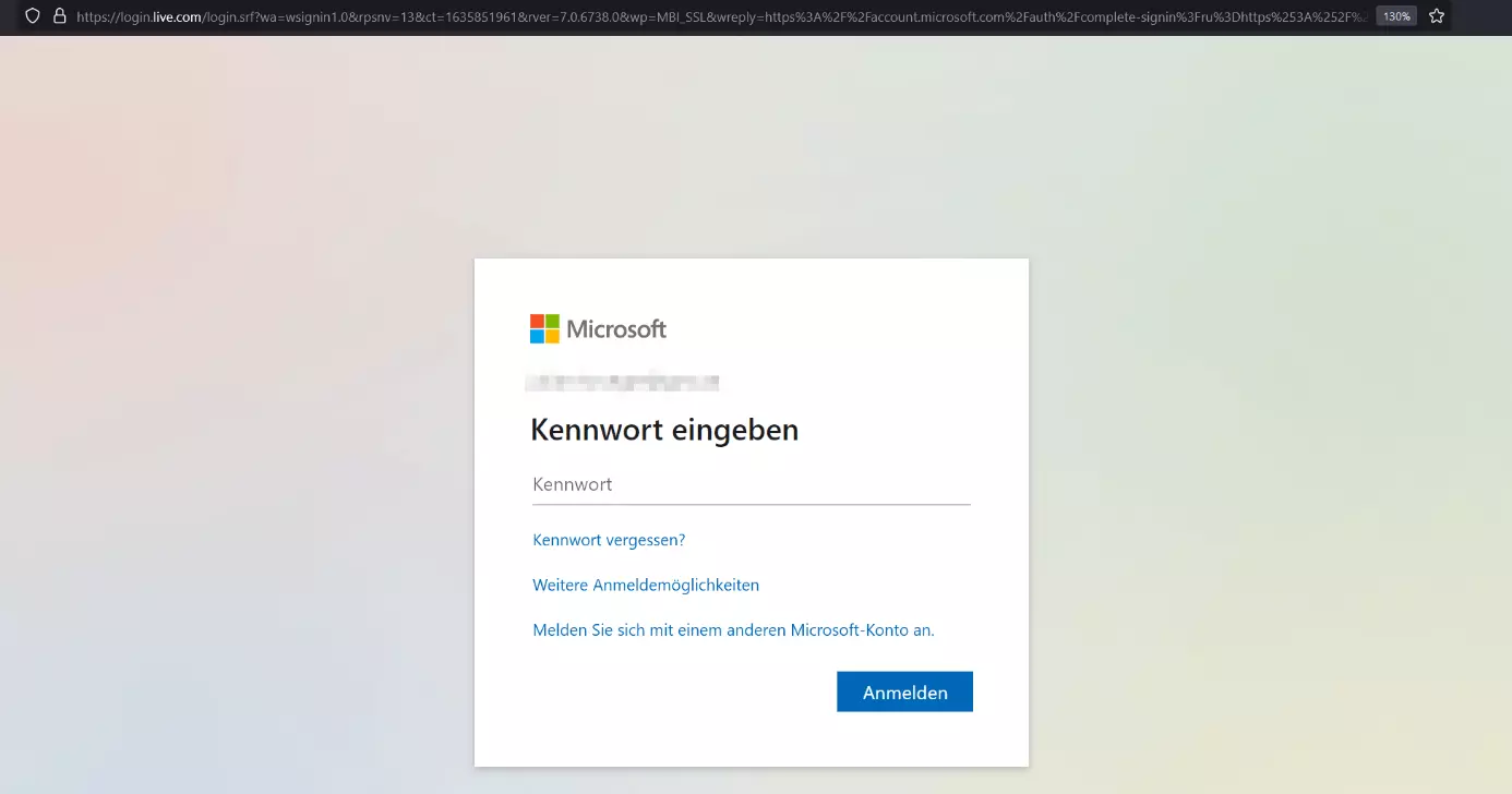 Login-Seite zur Microsoft-Accountverwaltung