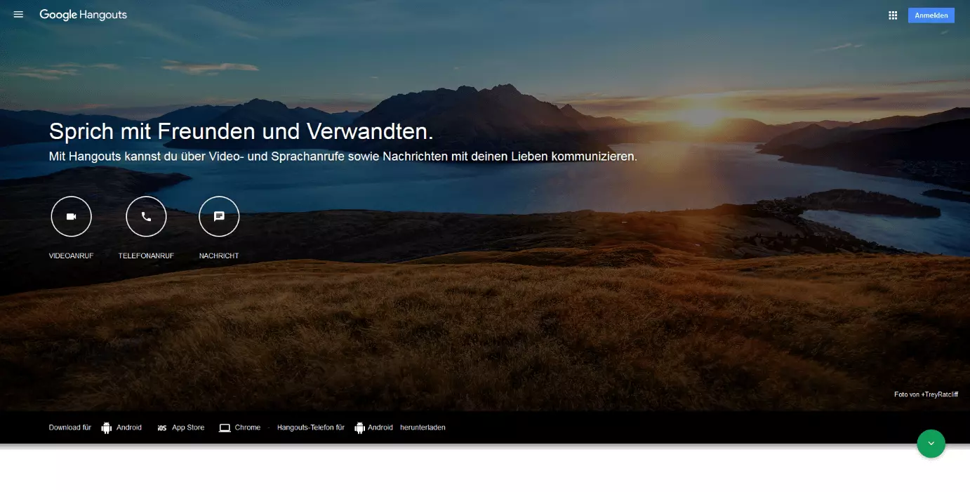 Deutschsprachige Homepage von Google Hangouts