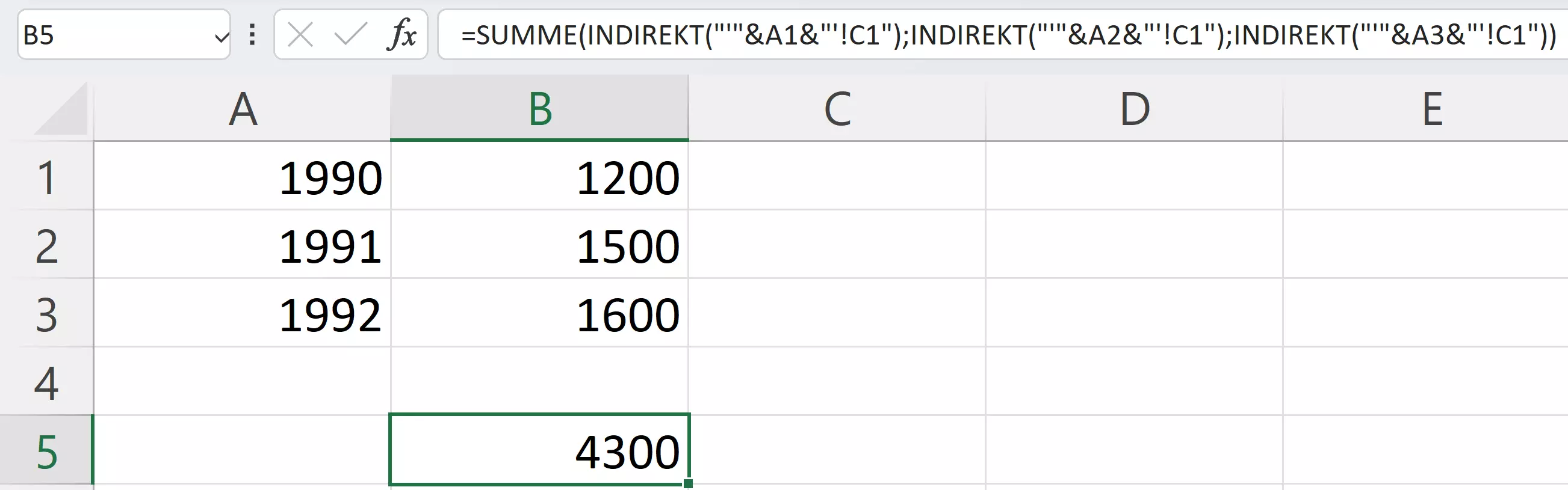 Summenfunktion mit Werten aus mehreren Tabellenblättern