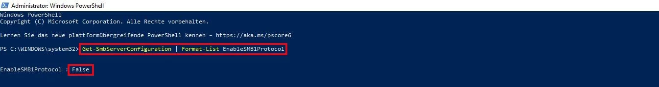 Windows PowerShell: SMB-Status-Check