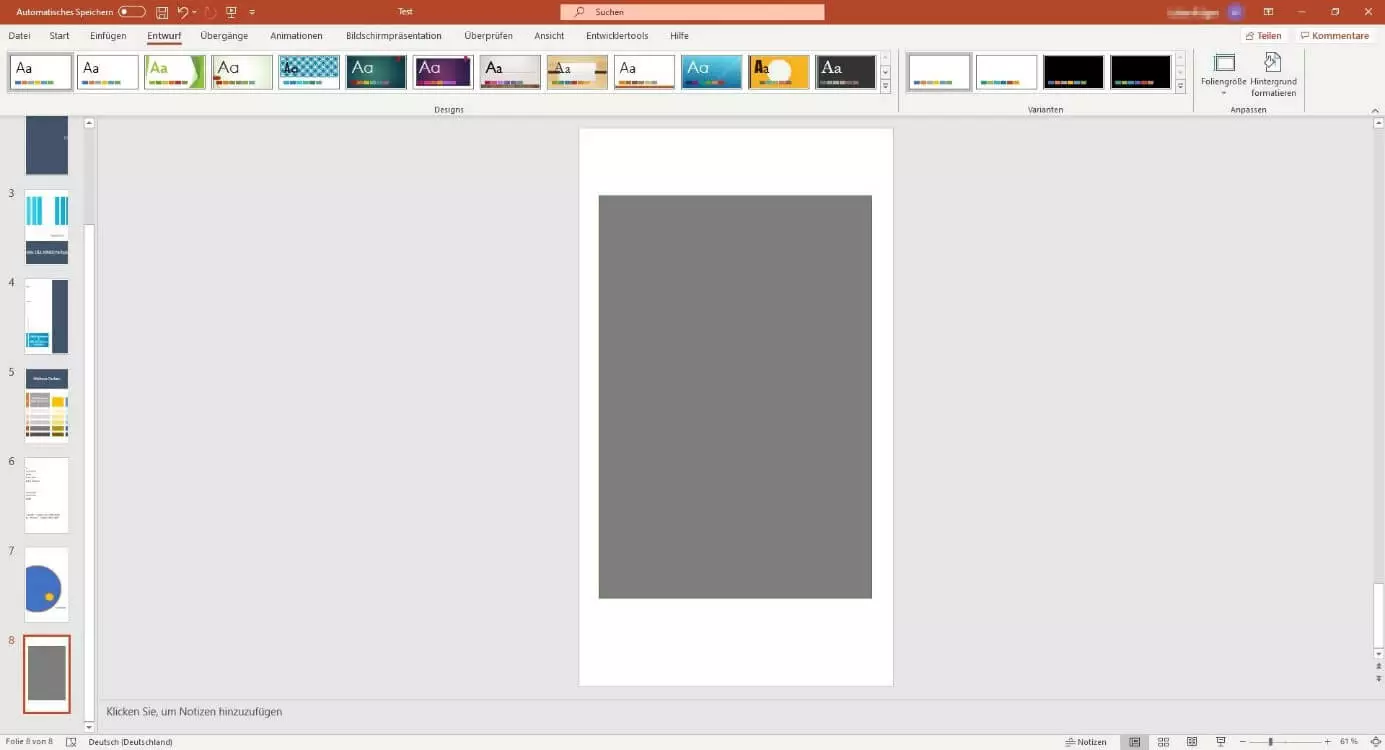 PowerPoint 2016: Hochformat-Projekt